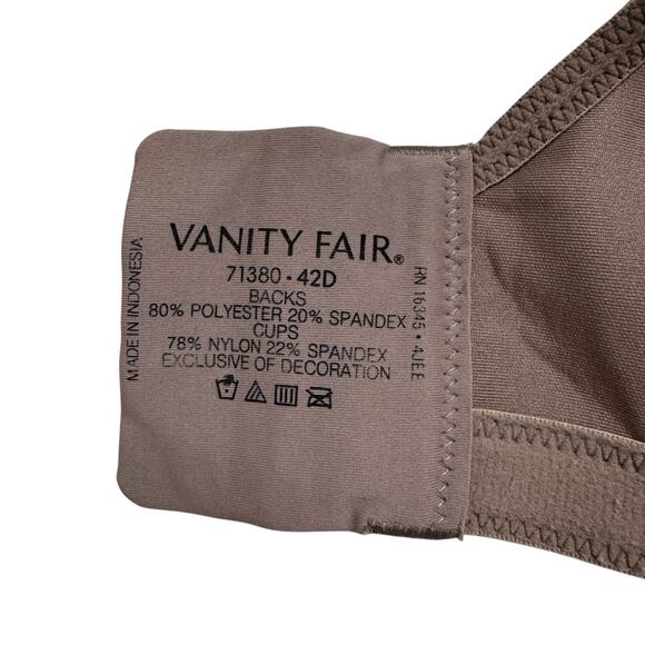 VANITY FAIR Beauty Back Full Figure Wireless Smoothing Bra Dark Beige 42D #71380 - Picture 3 of 5